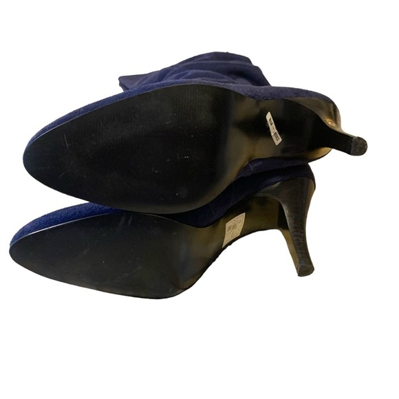Navy blue slouchy knee high faux suede boots pointed toe like new 8 - Picture 12 of 13